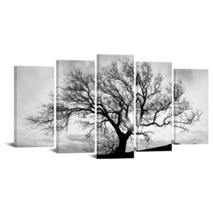 levvarts - black and white tree canvas art,great sunset shot pictures print on canvas,modern home decor,large size