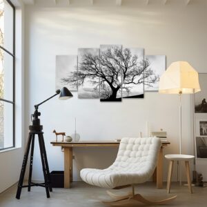 LevvArts - Black and White Tree Canvas Art,Great Sunset Shot Pictures Print on Canvas,Modern Home Decor,Large Size