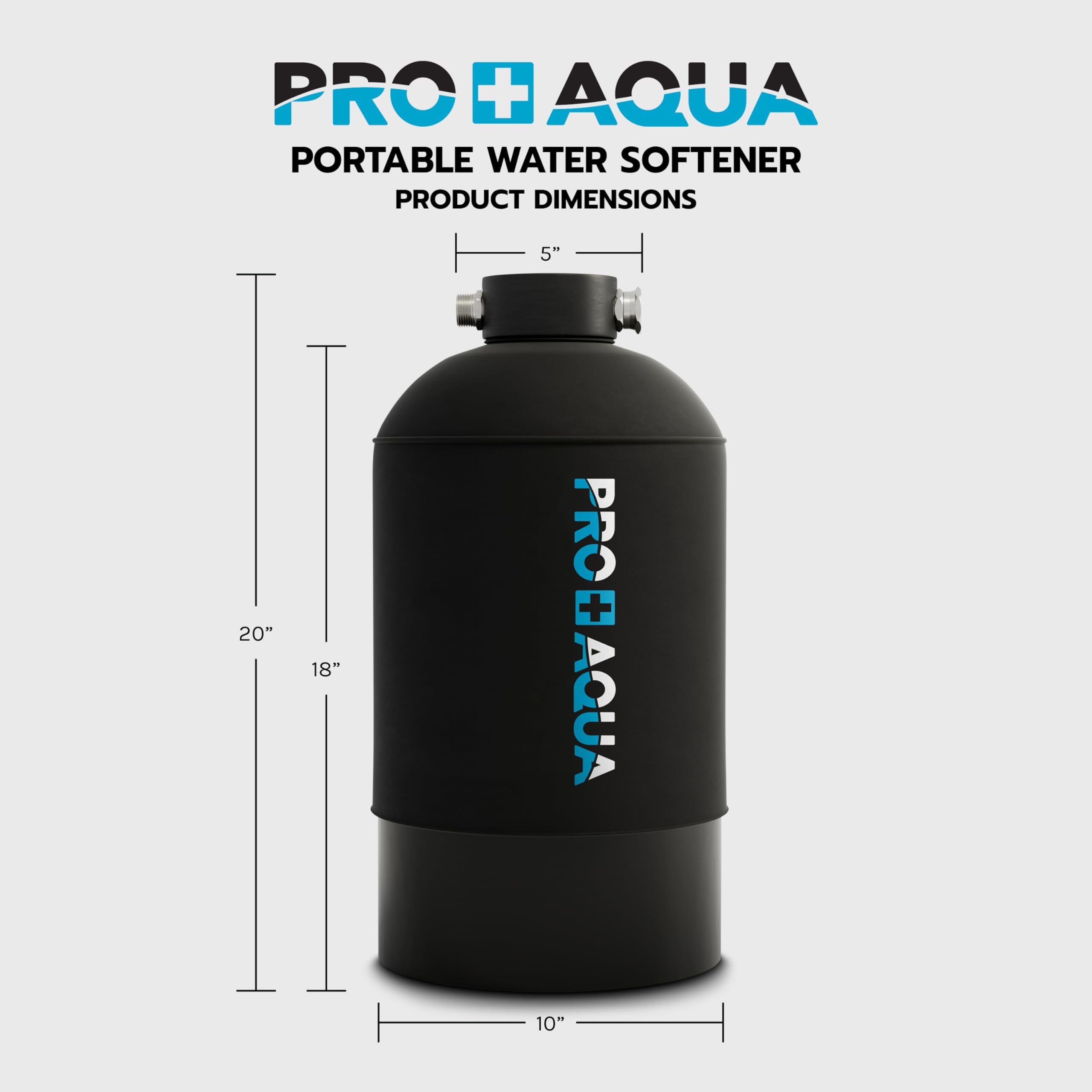 PRO+AQUA 16,000 Grain Portable Water Softener for RV, Trailers, Boats, Mobile Car Wash, Pressure Wash – Protects Water Systems from Hard Water Damage and Corrosion, with Pre-Filled High-Capacity Resin