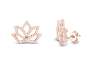 lotus flower stud earrings in 14k rose gold over sterling silver