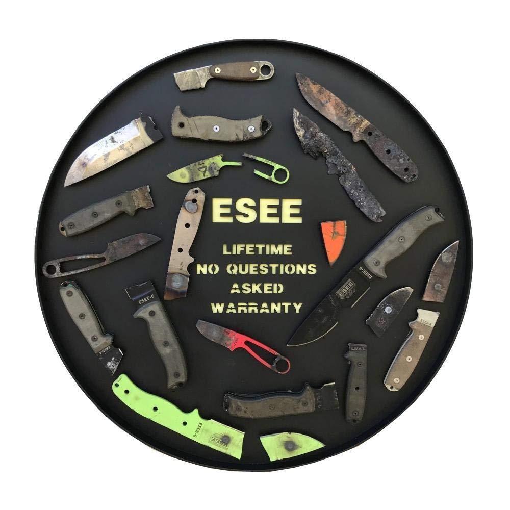 ESEE-6HM Fixed Blade Survival Knife, 1095 Carbon Steel, Round Modified Handle, Made in USA (Brown Leather Sheath (Right Hand))