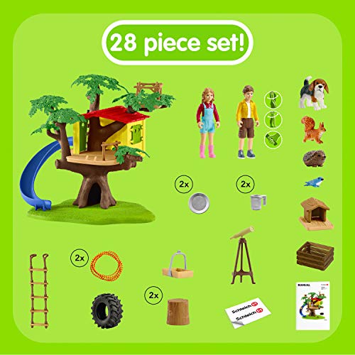 Schleich Farm World Adventure Tree House 28-piece Playset for Kids Ages 3-8, 5.91x6.3x7.09inch