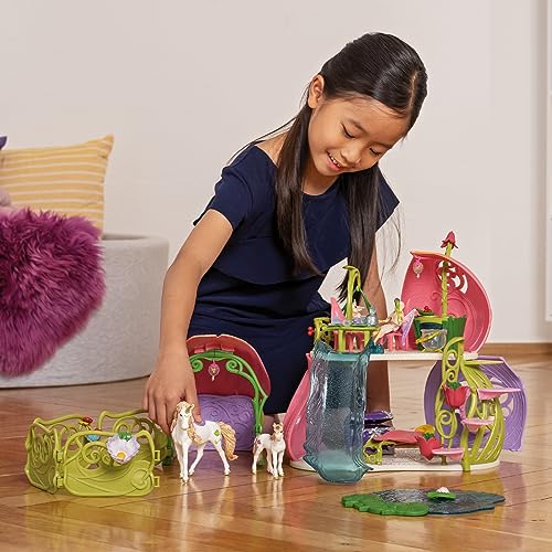 Schleich bayala 54-Piece Fairy Dollhouse & Stable with Unicorns Toy Set for Kids Ages 5-12