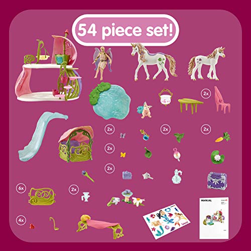 Schleich bayala 54-Piece Fairy Dollhouse & Stable with Unicorns Toy Set for Kids Ages 5-12