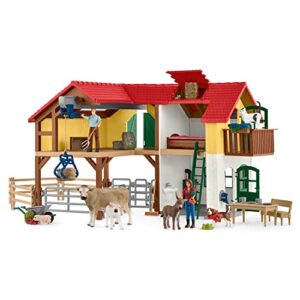 schleich farm world large toy barn and animals 52-piece playset for toddlers and kids ages 3-8 multi, 19.3 inch