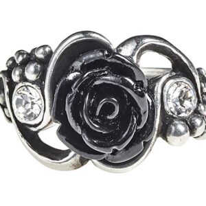 Alchemy Gothic Romantic Dark Desire Clear Crystal Bacchanal Rose Ring - Size N/7