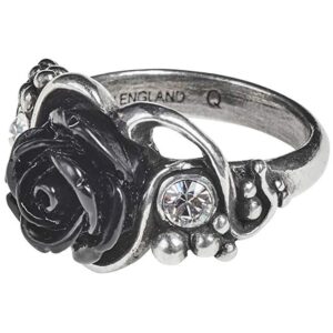 Alchemy Gothic Romantic Dark Desire Clear Crystal Bacchanal Rose Ring - Size N/7