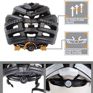 Demon Bike Helmet, 11.5 OZ Weightless Edition, 25 High Flow Air Vents, Removable Visor, Washable Fit Pads, Patented Fidlock Self Closing Buckle