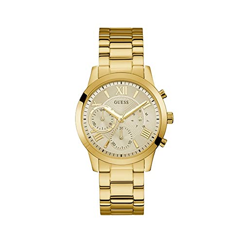 GUESS Womens Multi Dial Watch Solar with Stainless Steel Strap, Gold, Bracelet