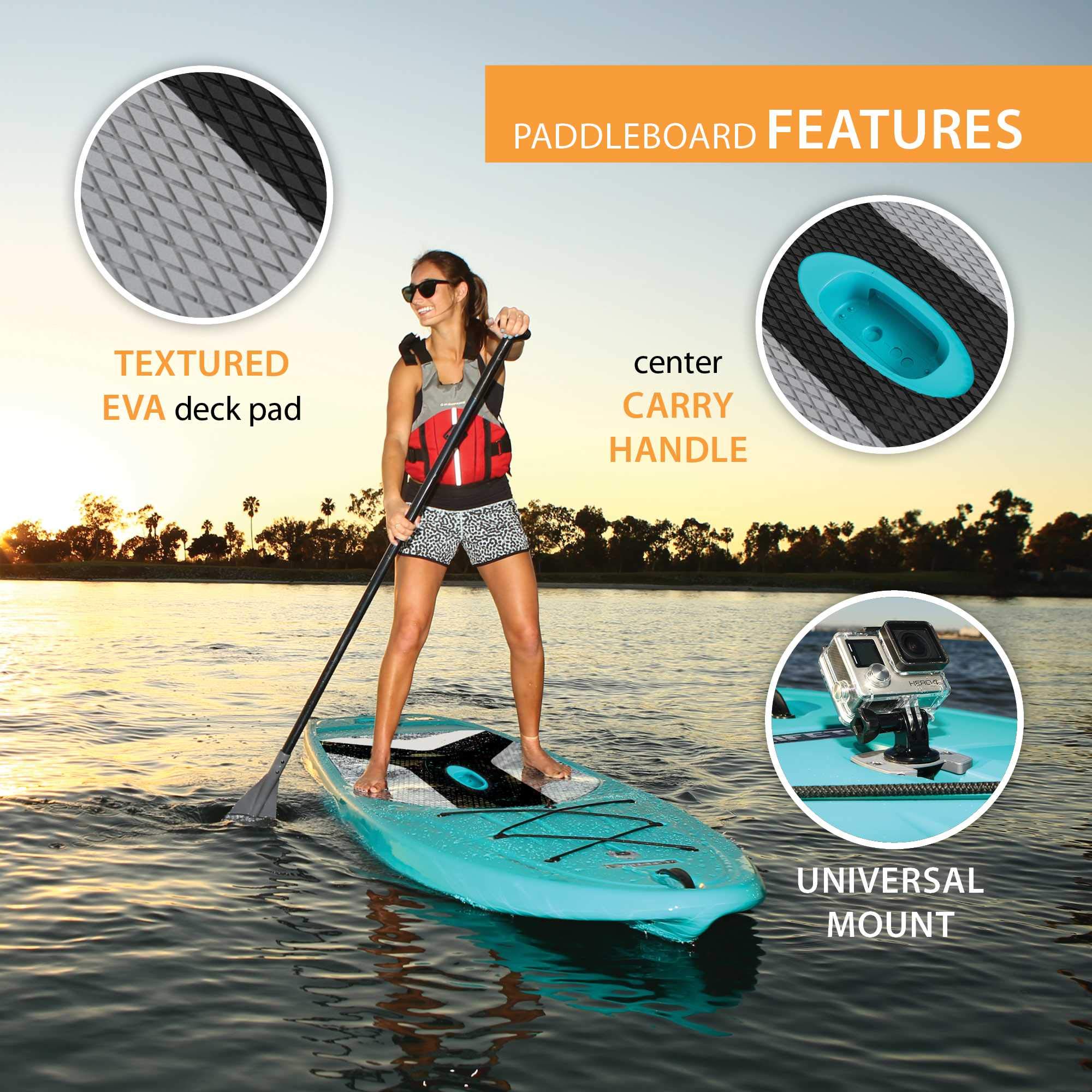 Lifetime Horizon 100 Hardshell Stand-Up Paddleboard (Paddle Included), Teal