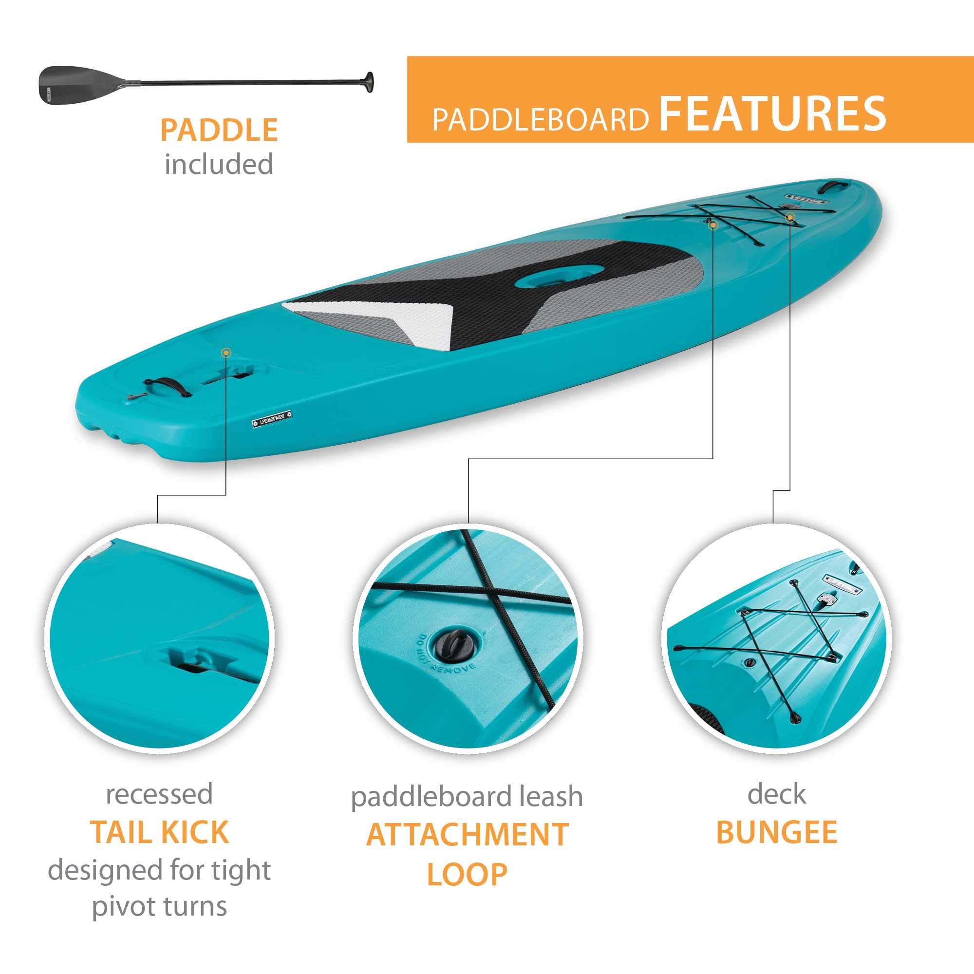 Lifetime Horizon 100 Hardshell Stand-Up Paddleboard (Paddle Included), Teal