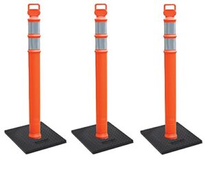 cortina ez grab delineator 45" post, 3" hip collars with 10 lb base, 03-747rbc-3, orange, 3 pack