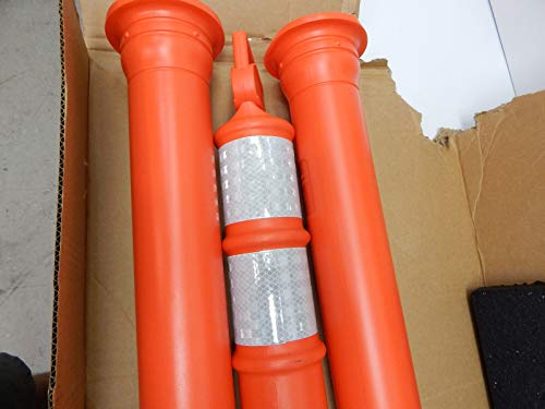 Cortina EZ Grab Delineator 45" Post, 3" Hip Collars with 10 lb Base, 03-747RBC-3, Orange, 3 Pack