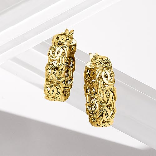 Ross-Simons 14kt Yellow Gold Byzantine Hoop Earrings