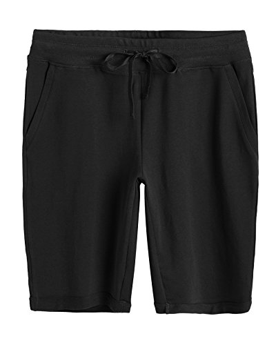 Weintee Women's Cotton Bermuda Shorts with Pockets L Black