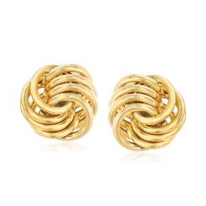 ross-simons italian 14kt yellow gold open love knot earrings