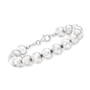 ross-simons italian 10mm sterling silver bead bracelet. 8.5 inches