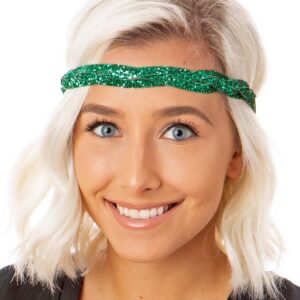 Hipsy Irish Green Headband St Patricks Day Accessories Shamrock Headbands Gift Pack (Green Braided & Sparkly Clover 2pk)