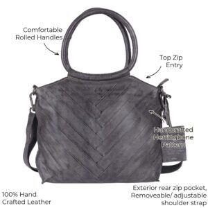 Latico Leathers Dalton Handbag Tote in Black - Made From 100% Genuine Authentic Leather Handcrafted by Artisans