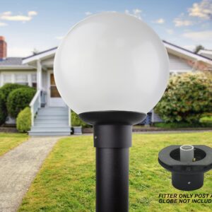 Solus S1721-BK Black Aluminum Wing Clip Post Top Fitter for 3' Post, Fits Globes and Acorns with a 5.25" Neckless Globe Opening