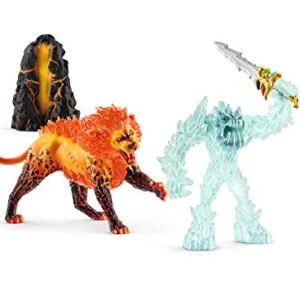 Schleich Eldrador Creatures, Mythical Creatures Toys for Kids, Battle for the Super Weapon Set with Ice Monster and Lava Monster Action Figures, 4 Pieces