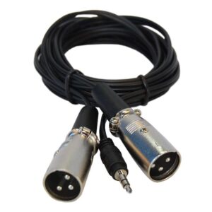 HQRP 6ft 1/8" (3.5mm) to Dual XLR Male Cable compatible with KRK Rokit 5 G2s / HS50m's/JBL EON 5151XT / RCF ART sound system