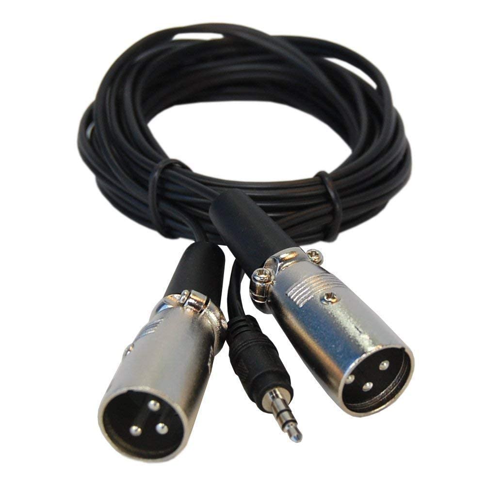 HQRP 6ft 1/8" (3.5mm) to Dual XLR Male Cable compatible with KRK Rokit 5 G2s / HS50m's/JBL EON 5151XT / RCF ART sound system