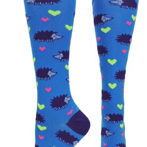 MadSportsStuff Hedgehog Love Over the Calf Socks (Electric Blue/Purple, Medium)