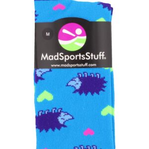 MadSportsStuff Hedgehog Love Over the Calf Socks (Electric Blue/Purple, Medium)