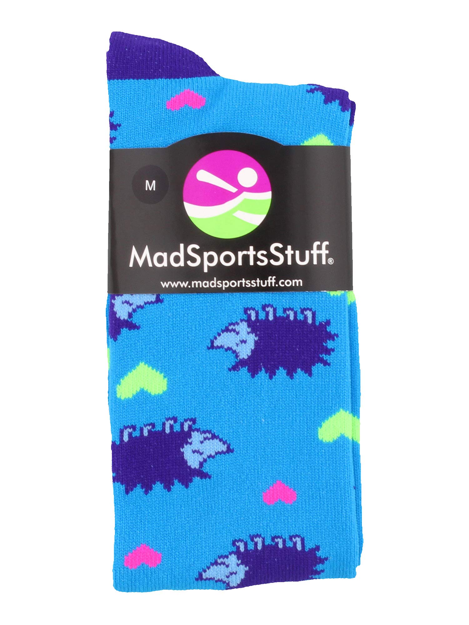 MadSportsStuff Hedgehog Love Over the Calf Socks (Electric Blue/Purple, Medium)