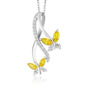 gem stone king butterfly infinity pendant necklace for women in 925 sterling silver | 1.18 cttw | yellow marquise and white round cut zirconia | with 18 inch chain