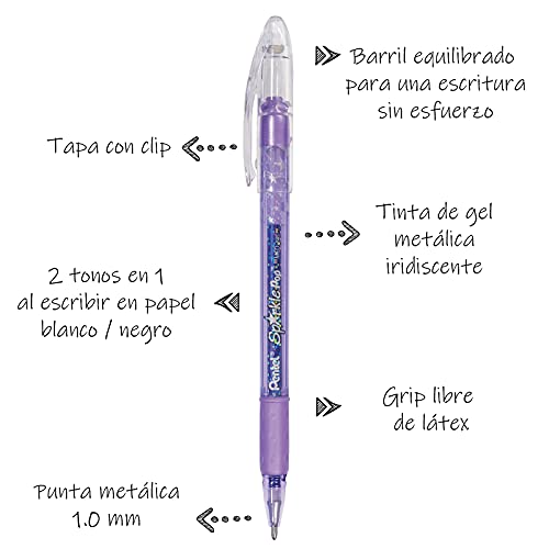 Pentel Sparkle Pop Metallic Gel Pen, (1.0mm) Bold Line, Violet/Blue Ink - K91-DV