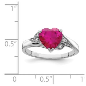 Gem And Harmony Lab-Created Ruby Heart Promise Ring in Sterling Silver