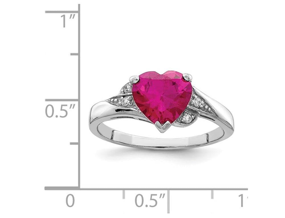 Gem And Harmony Lab-Created Ruby Heart Promise Ring in Sterling Silver