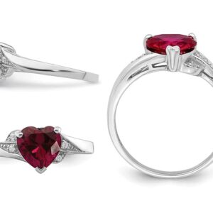 Gem And Harmony Lab-Created Ruby Heart Promise Ring in Sterling Silver