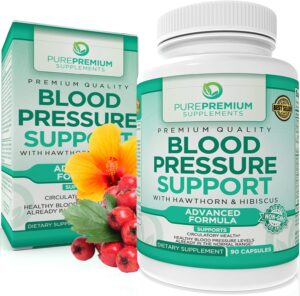 purepremium blood pressure supplements with hawthorn berry, hibiscus - nitric oxide for normal blood pressure support with vitamin b12 - garlic supplements for normal nitric oxide supplement - 90 caps