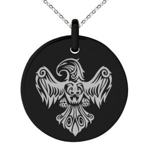 tioneer black stainless steel aztec power strength courage rune symbol small medallion circle charm pendant necklace