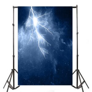 AOFOTO 4x6ft Lightning Flash in Night Sky Backdrop Flash Thunder Photography Backdrops Light Natural Phenomenon Starry Photo Studio Props Pirate Theme Super Man Kid Boy Girl Portrait Vinyl Wallpaper