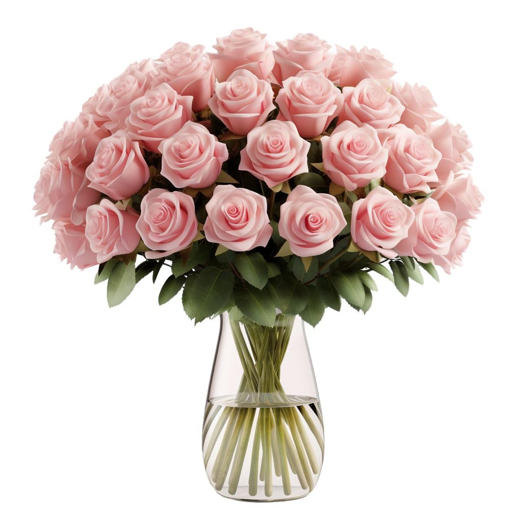 Pink Roses- Fresh Flowers- 50 Stems (OM)