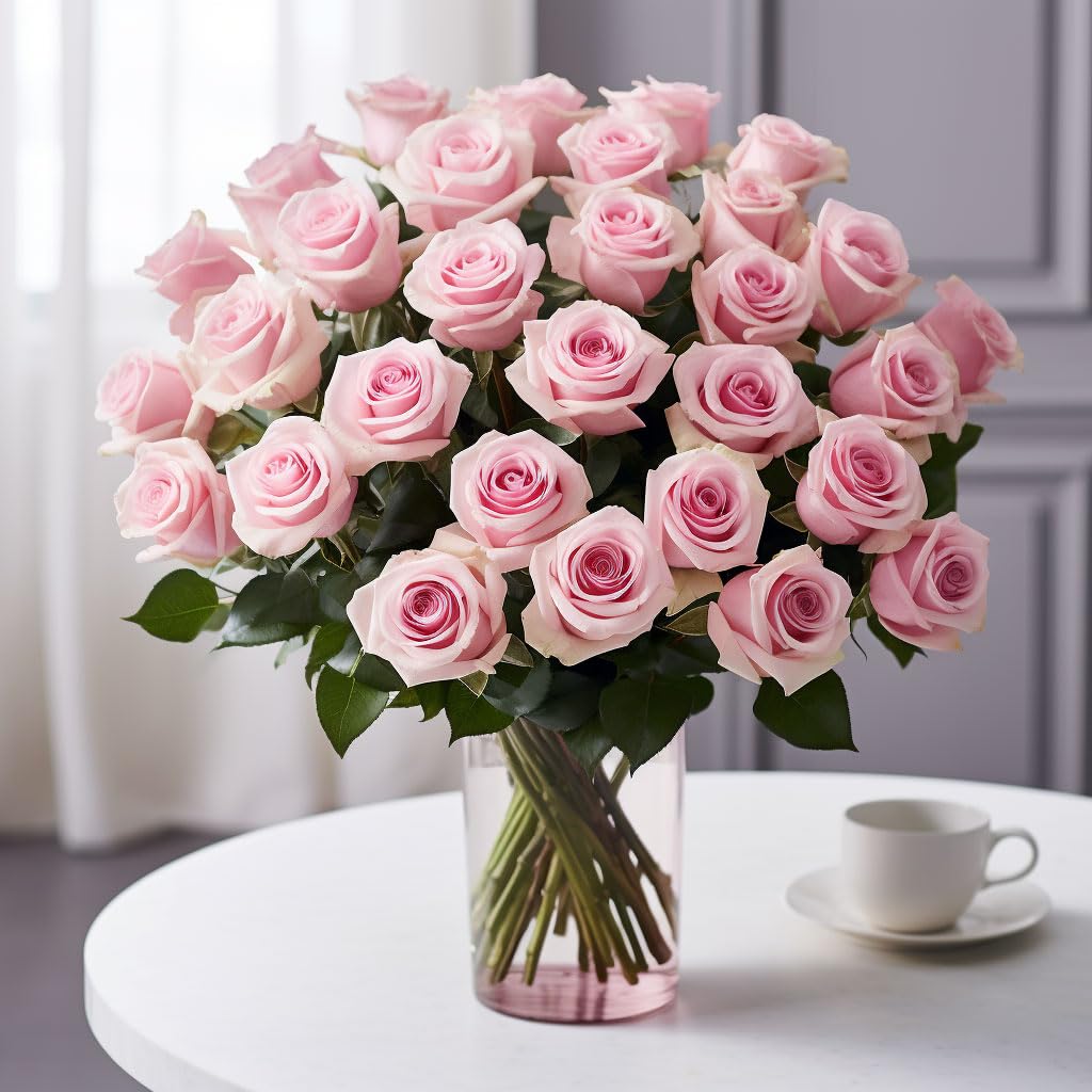 Pink Roses- Fresh Flowers- 50 Stems (OM)