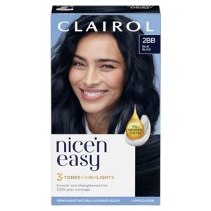 clairol nice'n easy permanent hair dye, 2bb blue black hair color, pack of 1