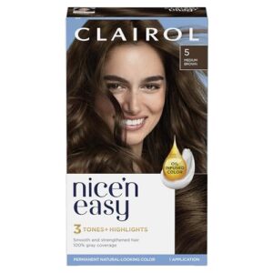 Clairol Nice'n Easy Permanent Hair Dye, 5 Medium Brown Hair Color, Pack of 1