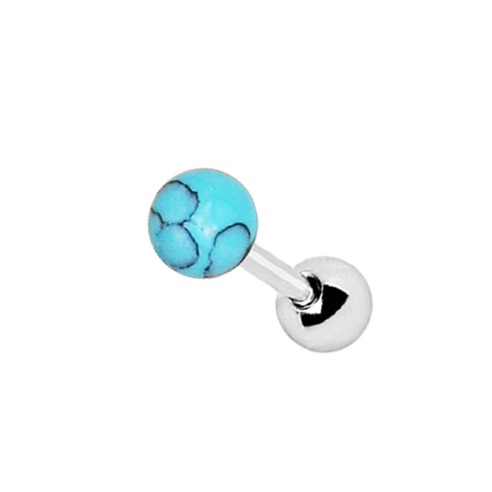 Amelia Fashion 16 Gauge Turquoise Stone Tragus/Cartilage Earring Stud 316L Surgical Steel (Turquoise)