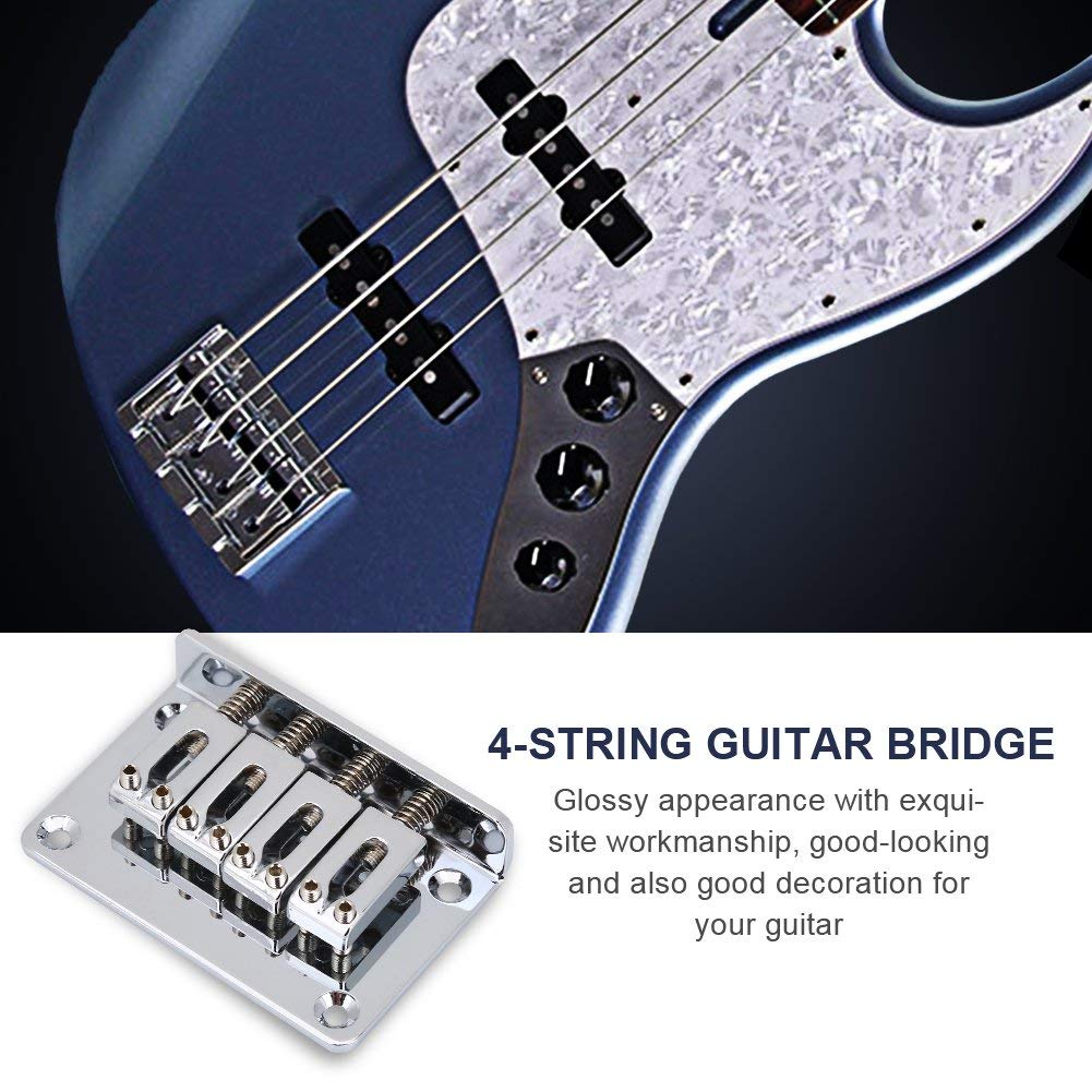 Hardtail Bridge, 4-string Fixed Bridge Replacement Parts for Cigarbox Electric Guitars Ukulele (Silver) 4 String Guitar Bridge 4 String Fixed Bridge