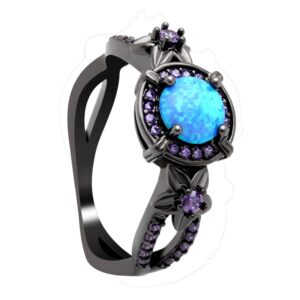 ginger lyne collection sloane blue black plated simulated fire opal purple cz ring size 8