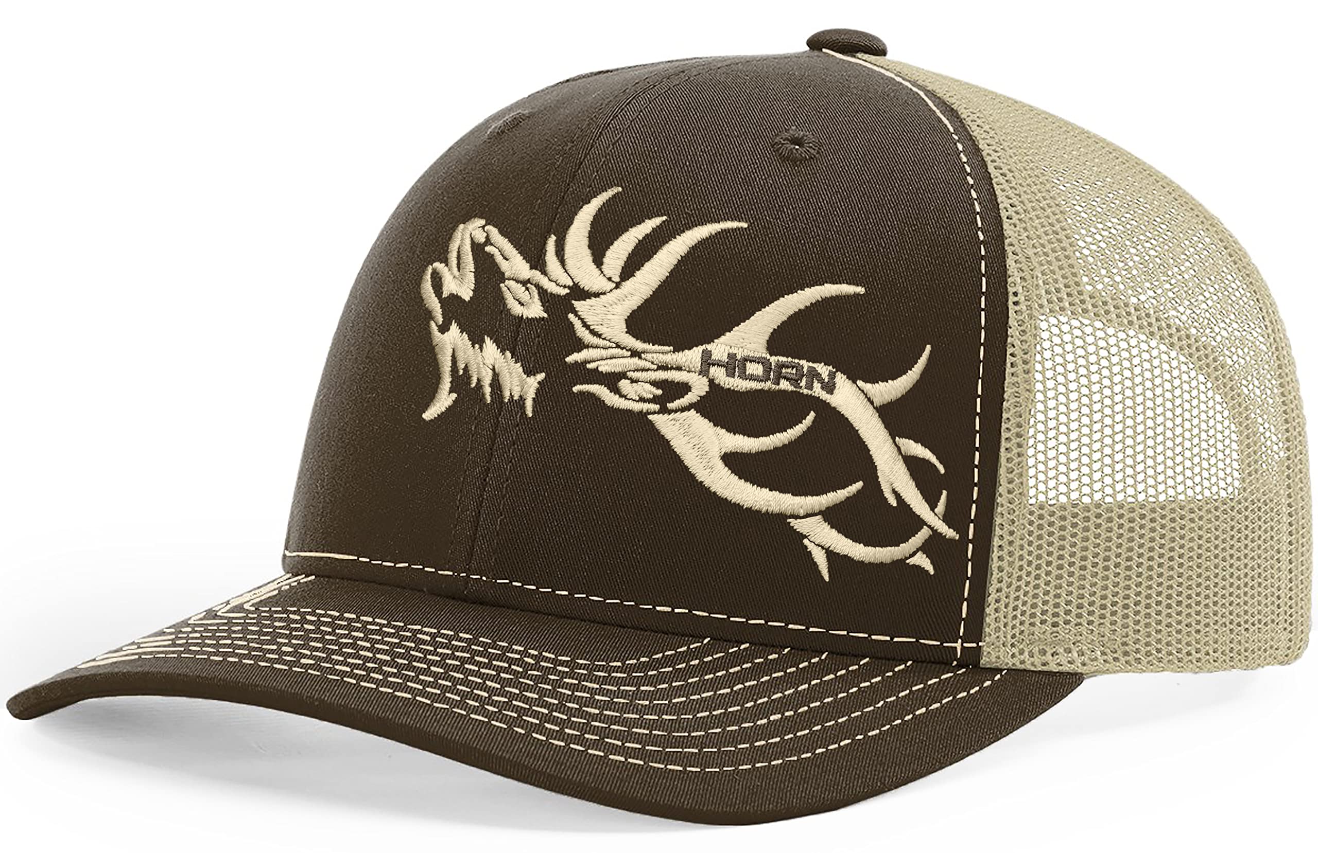 HORN GEAR Trucker Hat - Hunting Hat Series - Elk Hat Edition (Brown/Khaki)