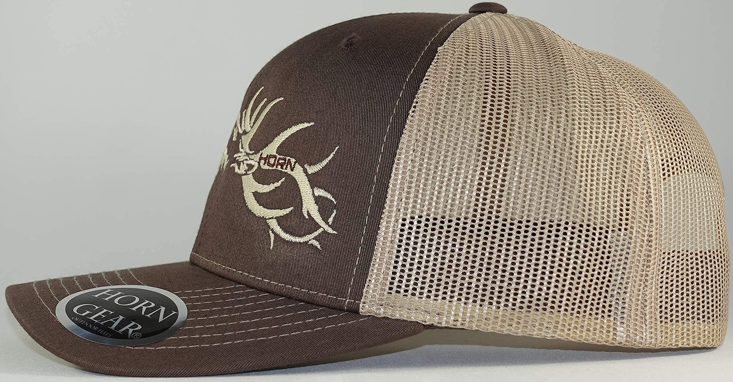 HORN GEAR Trucker Hat - Hunting Hat Series - Elk Hat Edition (Brown/Khaki)