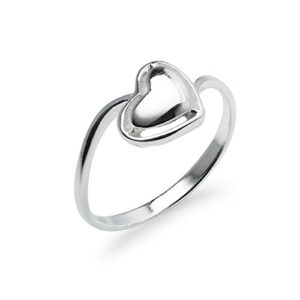 Sterling Silver Curved Heart Promise Band Ring Women Teens Size 6