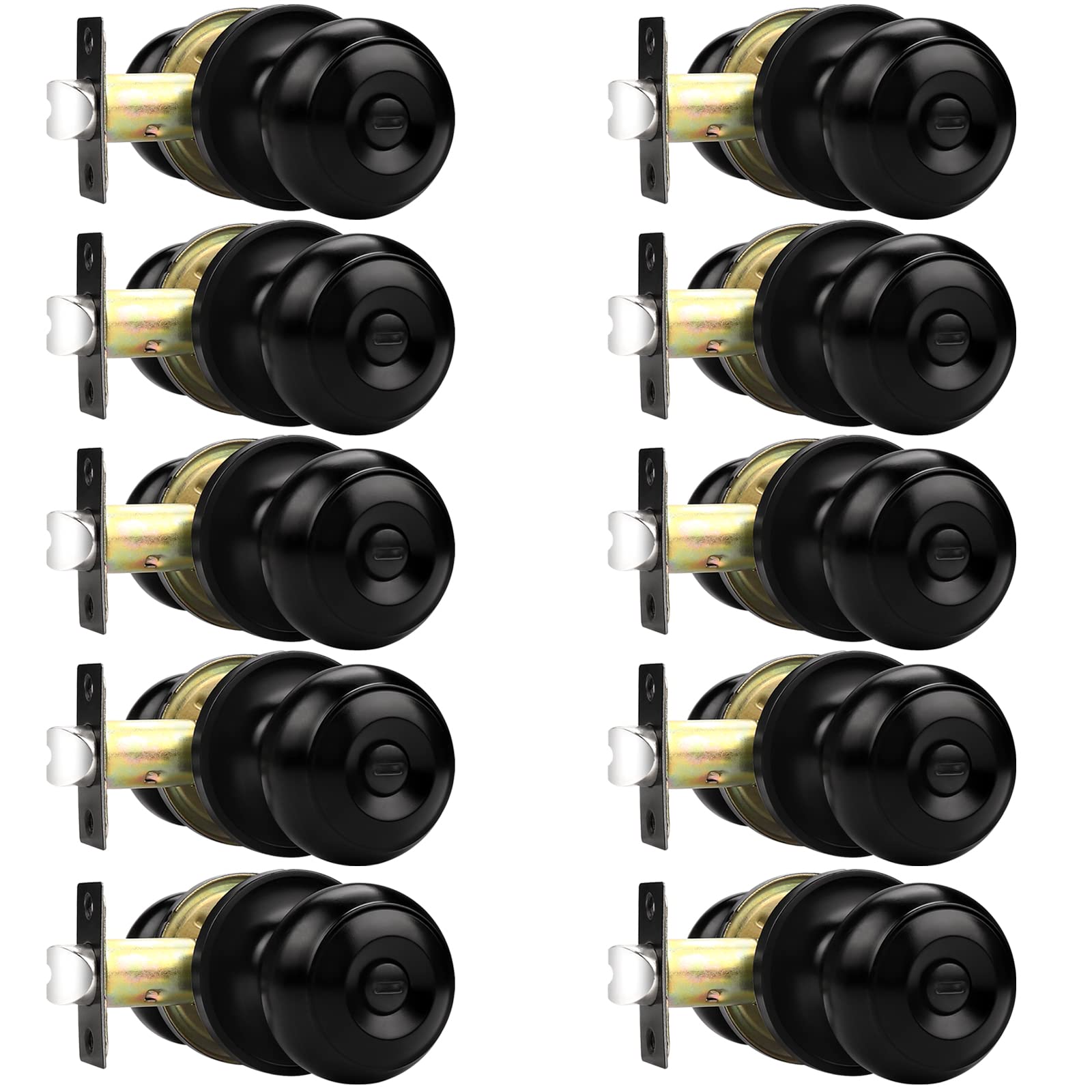 Probrico Matte Black Door Knobs Privacy Interior Door Knob with Lock, Black Bathroom Bedroom Door Knob with Thumb Turning Locking Button, 10 Pack