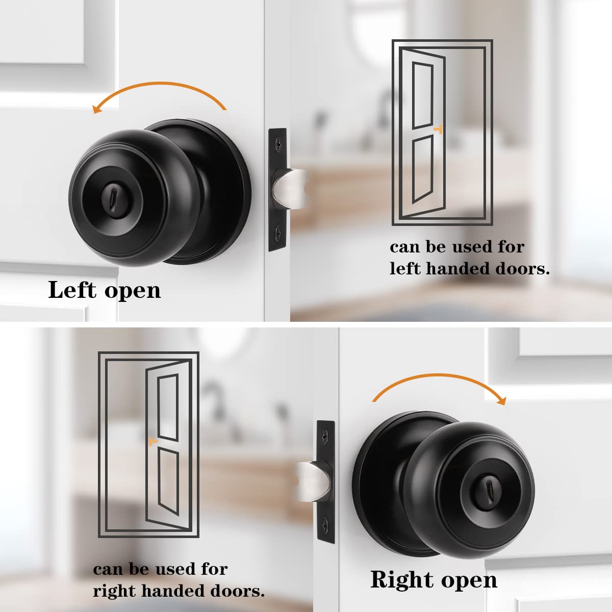 Probrico Matte Black Door Knobs Privacy Interior Door Knob with Lock, Black Bathroom Bedroom Door Knob with Thumb Turning Locking Button, 10 Pack